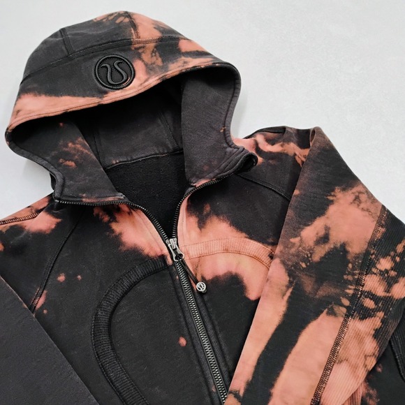 Lululemon Scuba Hoodie Black Bleach Wash Distressed Full Zip Small Size 6 - Picture 1 of 12
